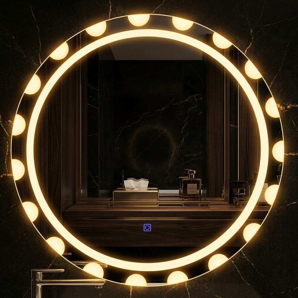 Round LED Mirror – Circle Light Design | Touch Sensor & Dimmable