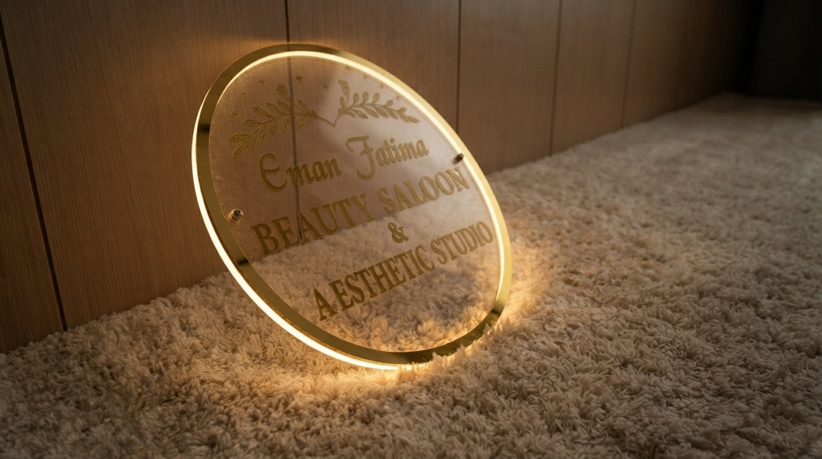 Custom 2x2 Acrylic Business Logo Sign | With LED & Without LED