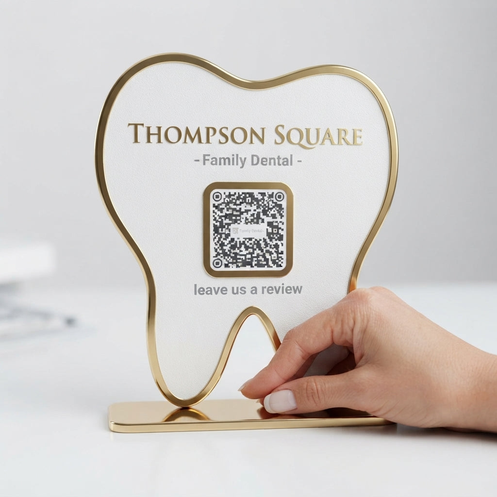 Dental Clinic QR Code Stand for Payment Google Reviews and Social Media