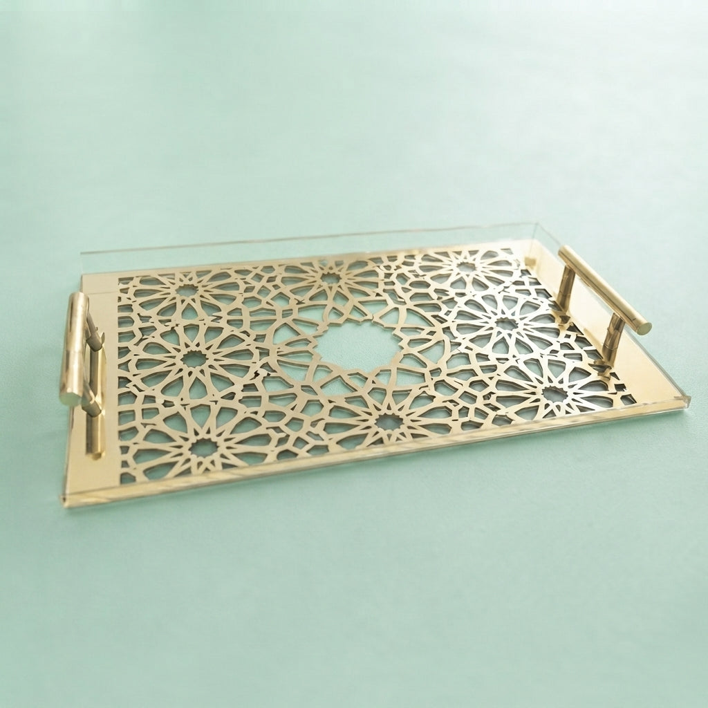 Golden & Silver Acrylic Decorative Tray