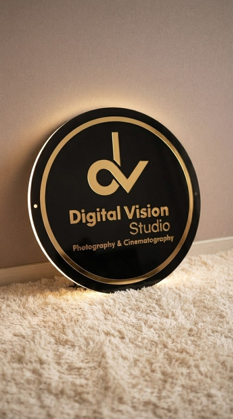 Custom 2x2 Acrylic Business Logo Sign | With LED & Without LED