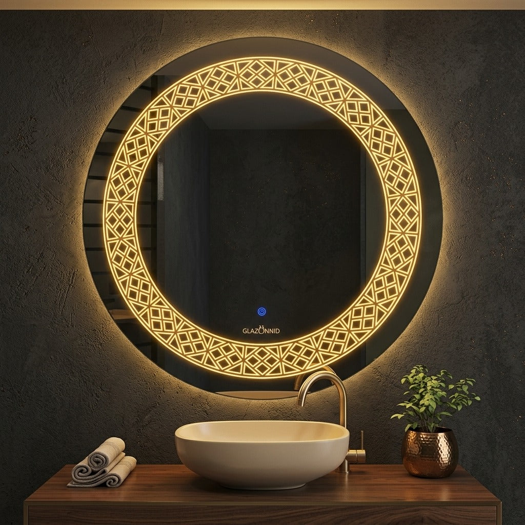 Round LED Wall Mirror - Double LED Glow