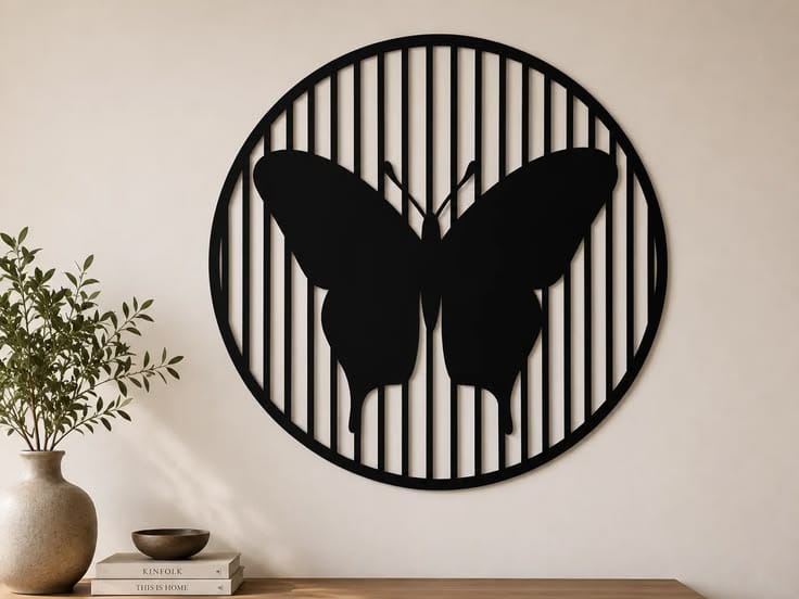 Circular Butterfly Silhouette Acrylic Wall Decor