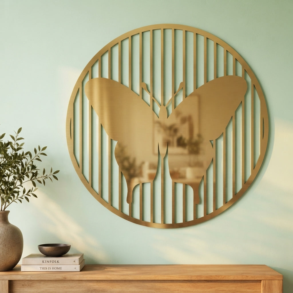 Circular Butterfly Silhouette Acrylic Wall Decor