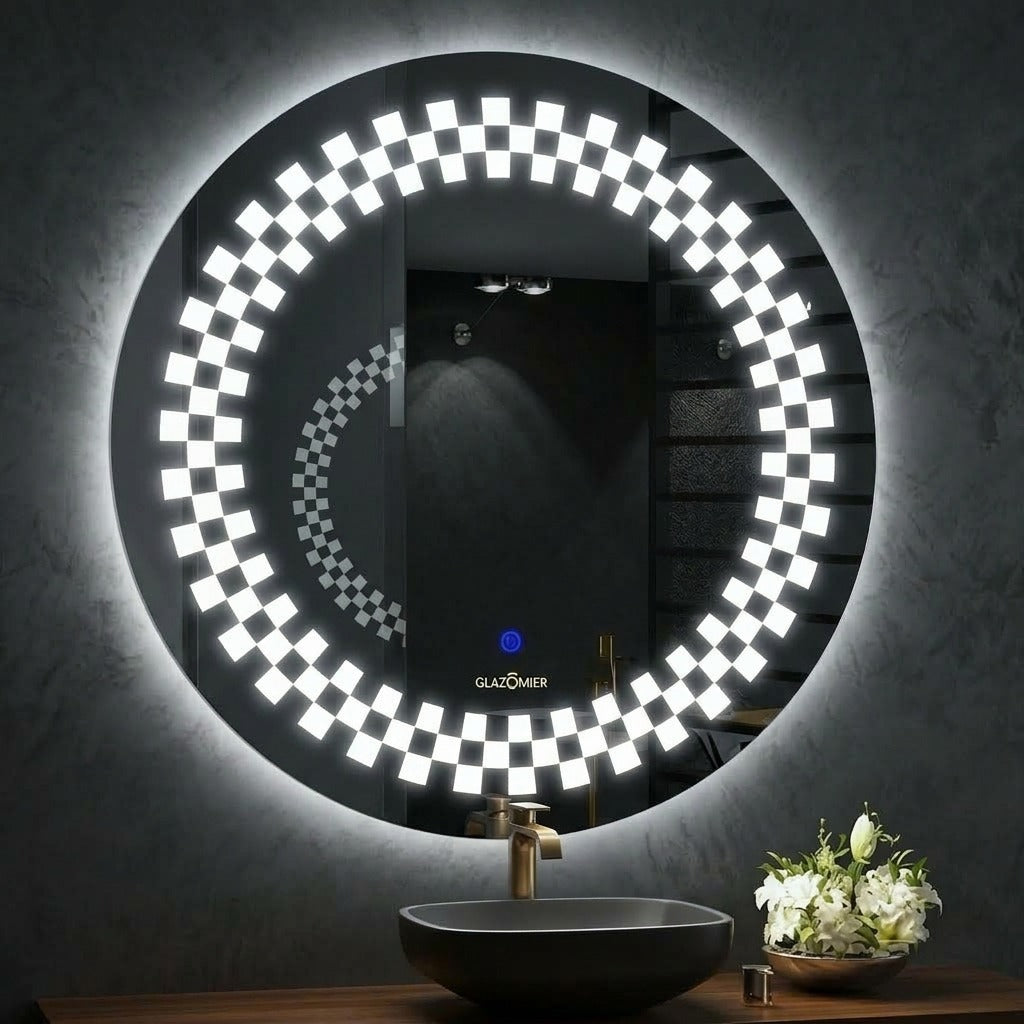 Luxury Round LED Mirror - Dimmable Double Glow