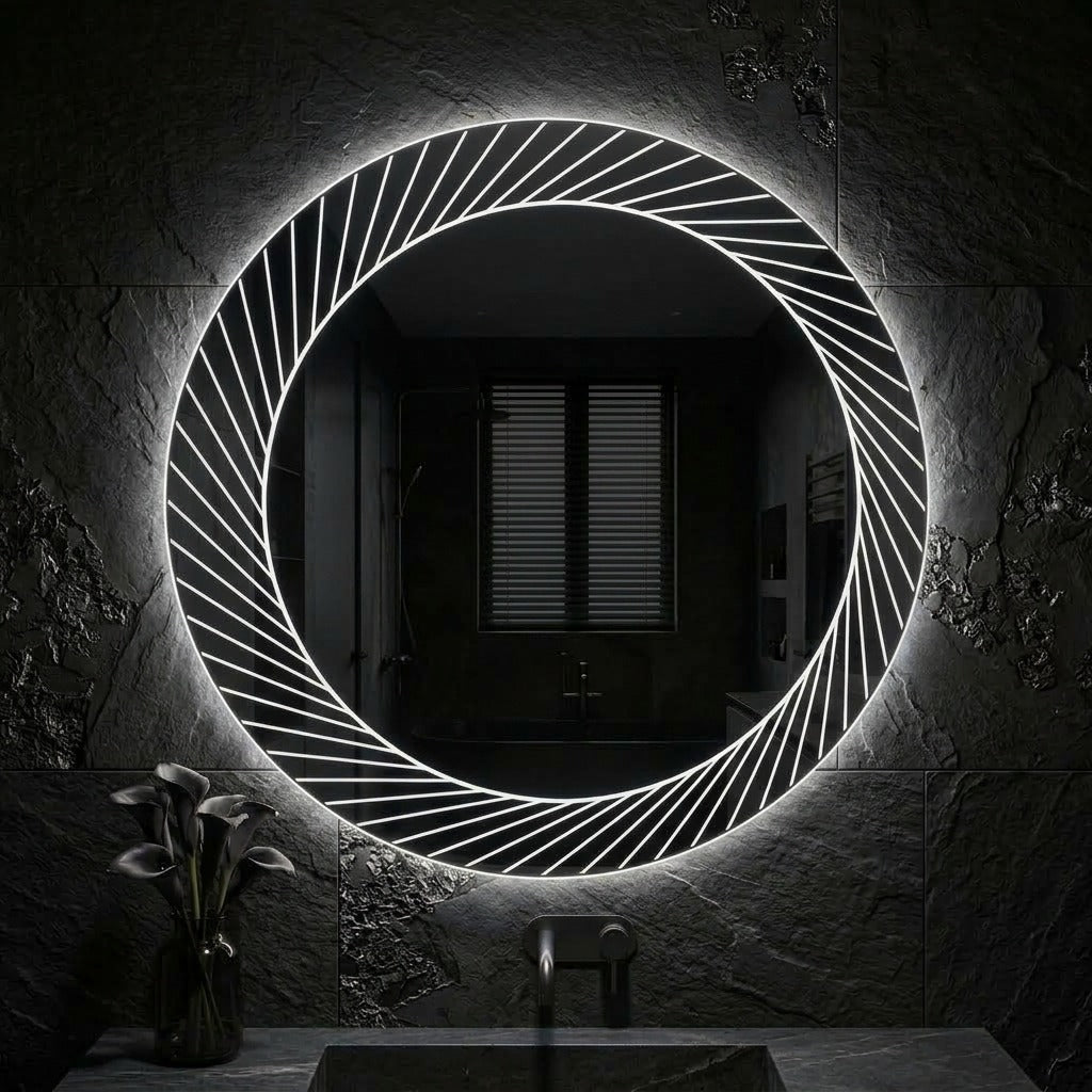 Stylish Round LED Mirror – Touch Sensor & Dimmable