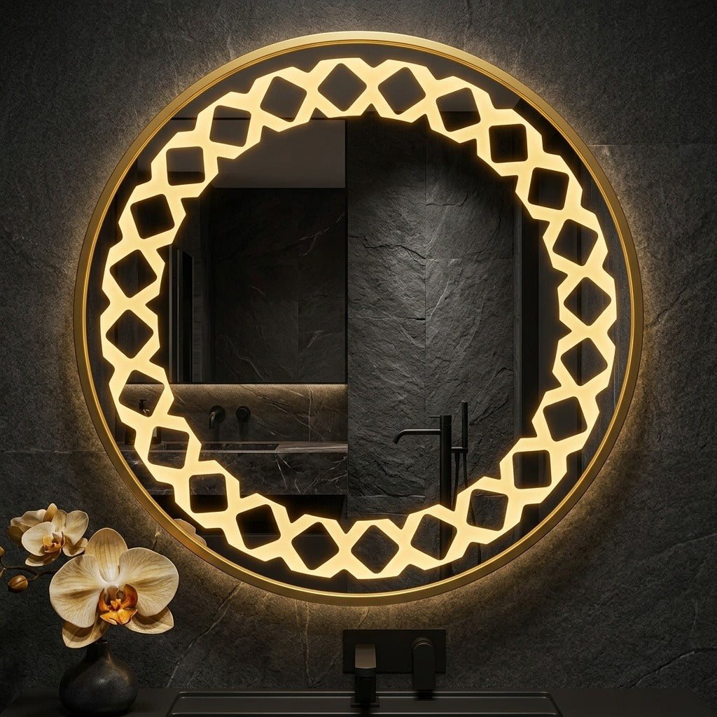 Modern Round LED Mirror – Touch Sensor & Dimmable