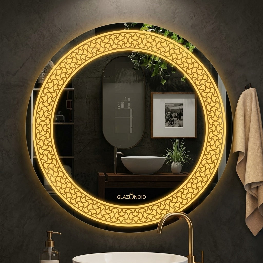Round LED Wall Mirror - Double LED Glow