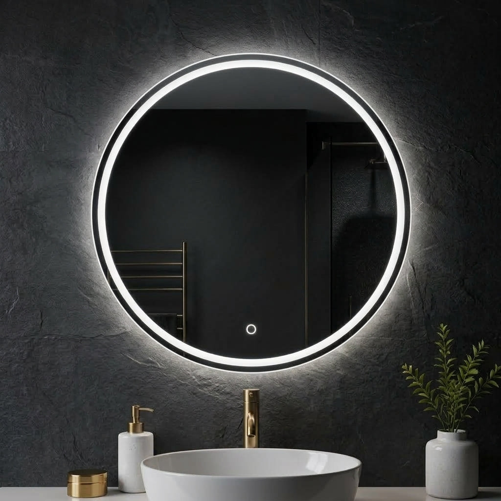 2x2 LED Wall Mirror – Dimmable Double Light | Soft Warm White Round Mirror