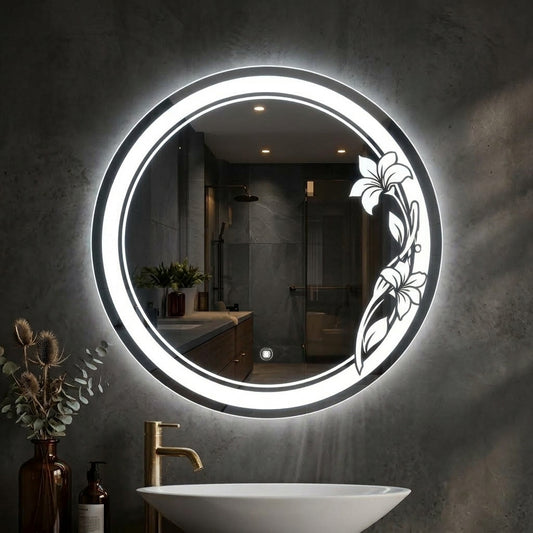 Modern Round LED Mirror - Touch Control