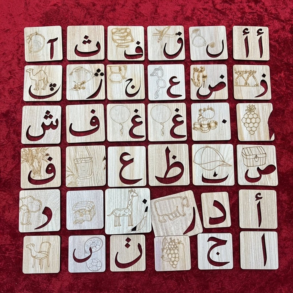 Kids Wooden Drawing Stencils /English/Urdu Alphabets Learning Puzzle Toys