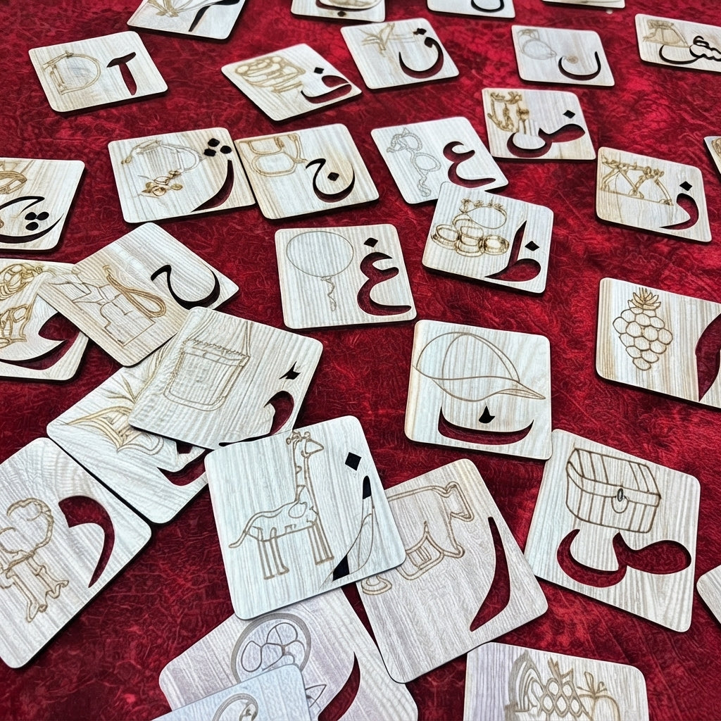 Kids Wooden Drawing Stencils /English/Urdu Alphabets Learning Puzzle Toys