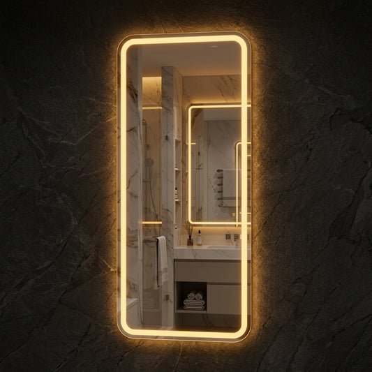 LED Dressing Mirror – Double LED Dimmable | Gold & Warm White Touch Sensor Wall Mirror