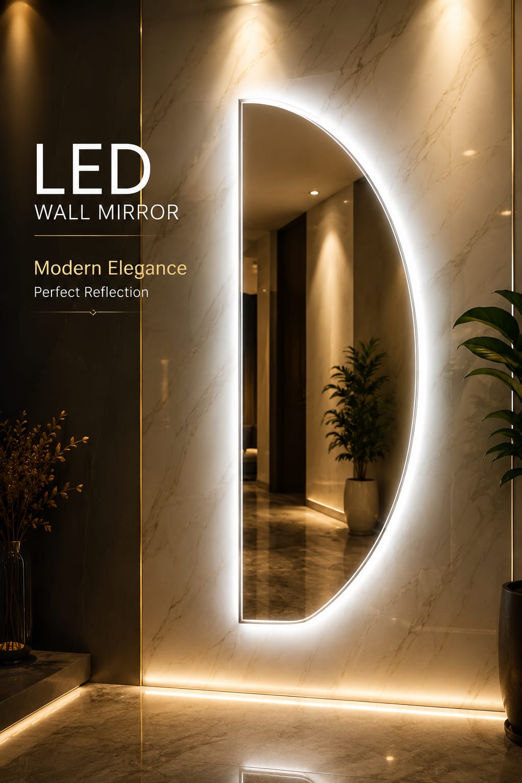 LED Wall Mirror – Double LED Dimmable | Warm White Touch Sensor Large Dressing Mirror