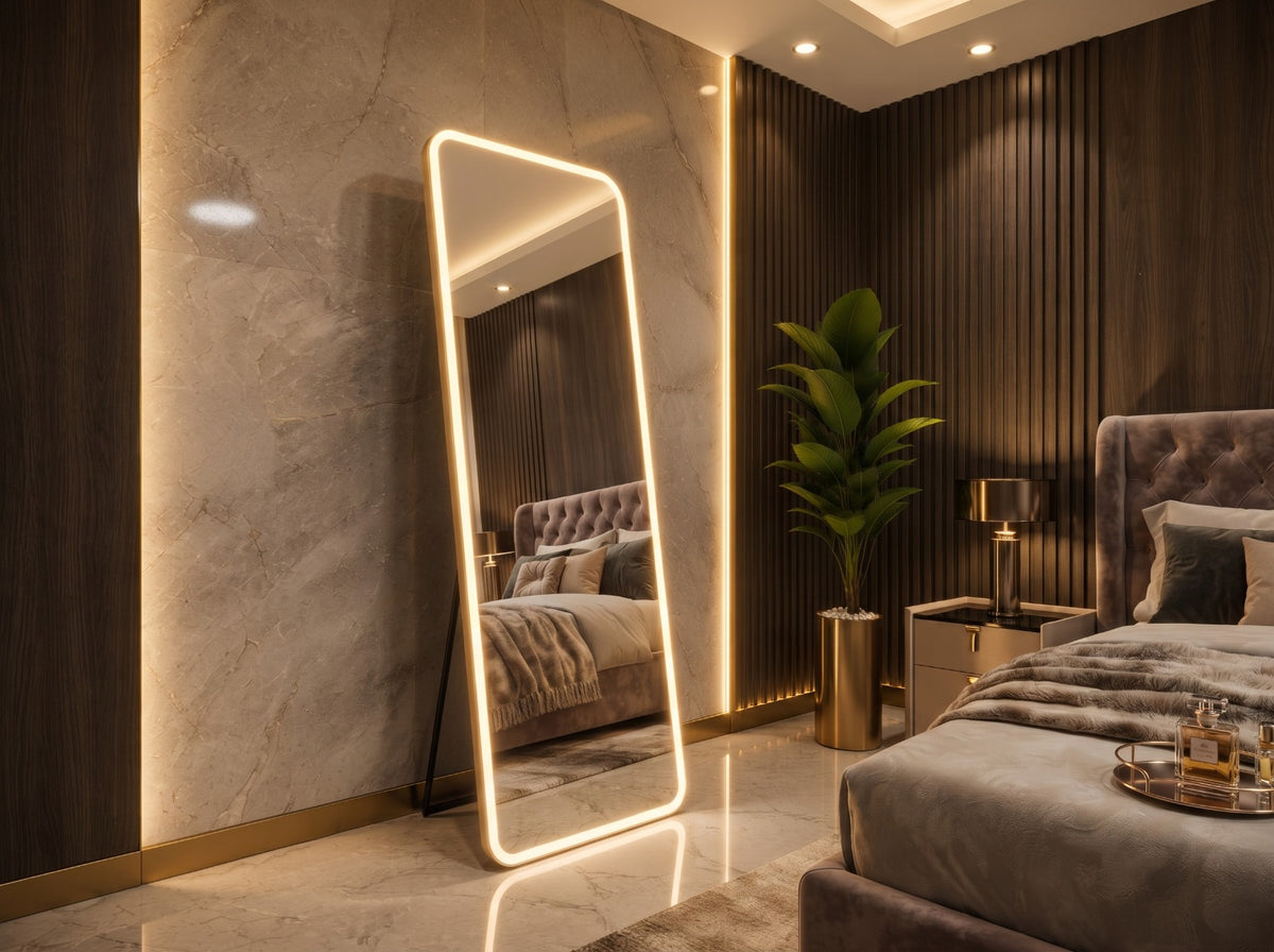 Standing Mirror Full Length – Frameless Floor Mirror | Modern Dressing Mirror (Non LED)