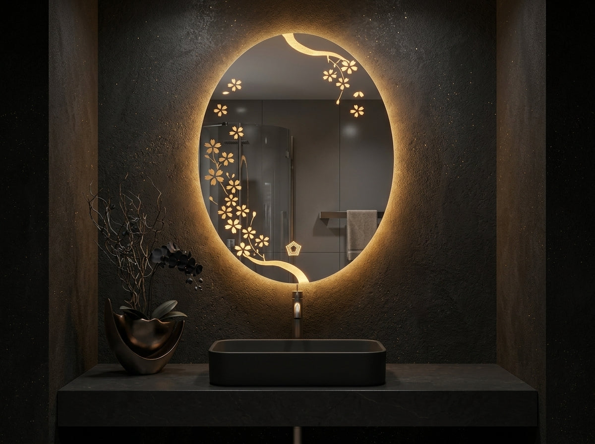 Elegant Round LED Mirror - Double Glow | Touch Sensor
