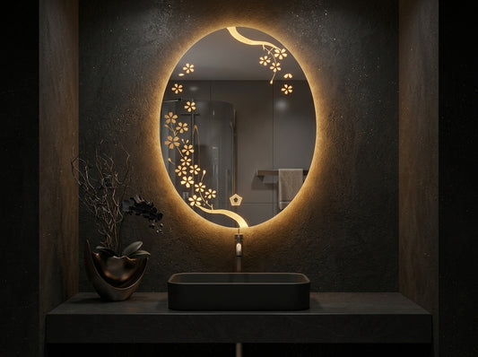 Elegant Round LED Mirror - Double Glow | Touch Sensor