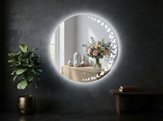 Elegant Touch Sensor Round  LED Mirror – Dimmable Single & Double Light | IQ Homes