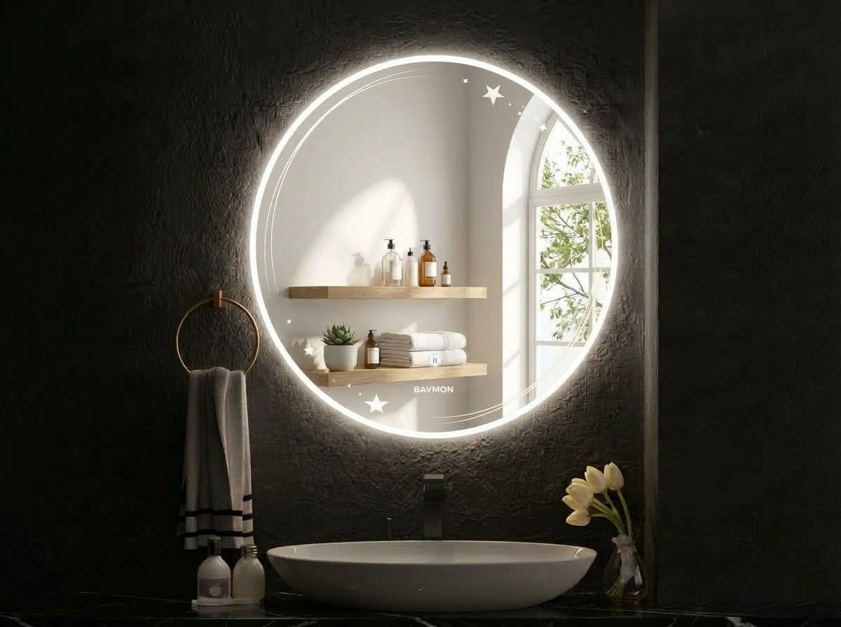 Premium Round Smart LED Mirror - Touch Control