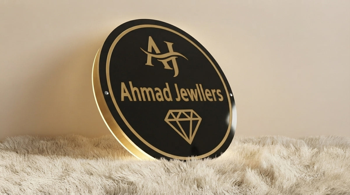 Custom 2x2 Acrylic Business Logo Sign | With LED & Without LED