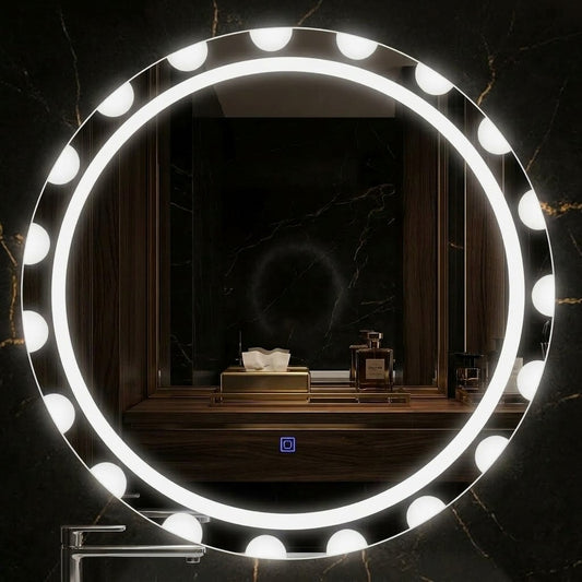 Round LED Mirror – Circle Light Design | Touch Sensor & Dimmable