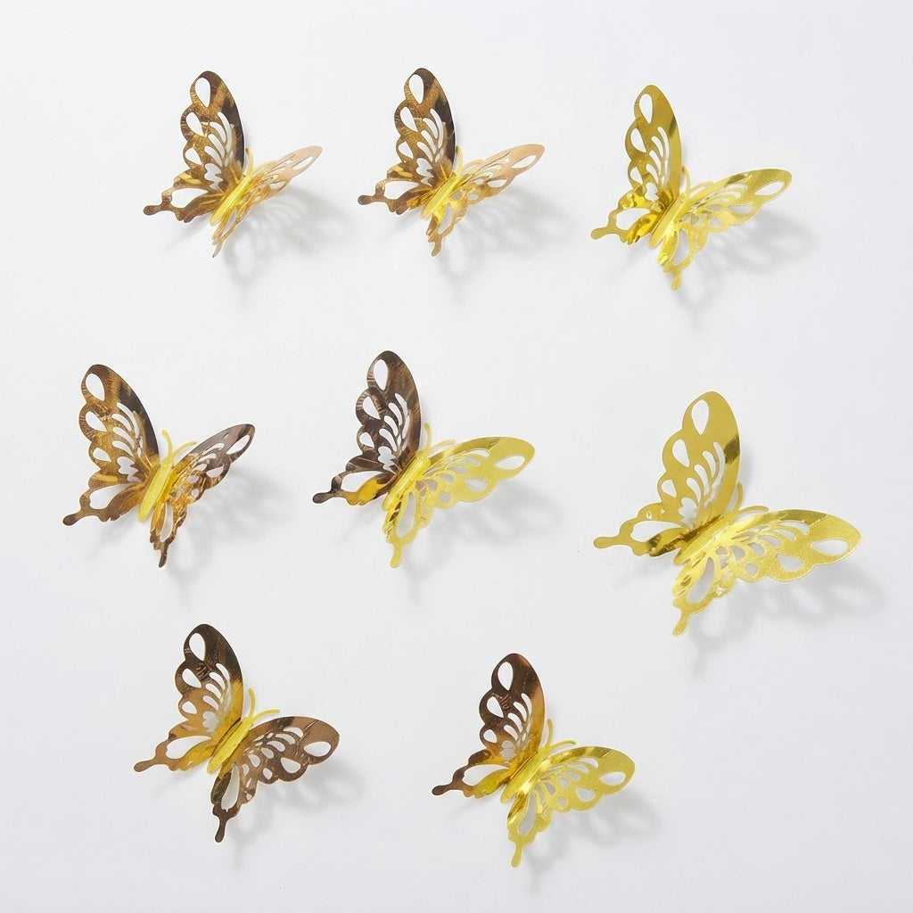 Golden & Silver 3D Acrylic Butterfly Wall Decor