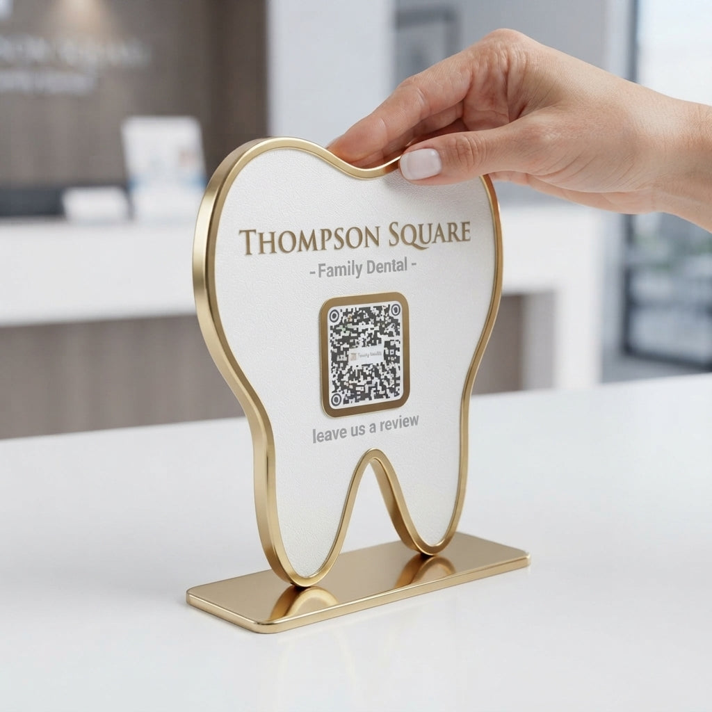 Dental Clinic QR Code Stand for Payment Google Reviews and Social Media