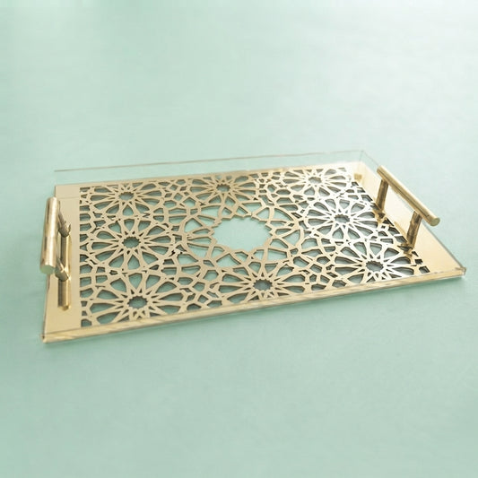Golden & Silver Acrylic Decorative Tray