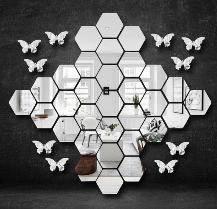 Hexagon Acrylic Wall Décor Mirror Set