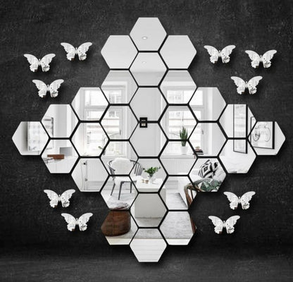 Hexagon Acrylic Wall Décor Mirror Set