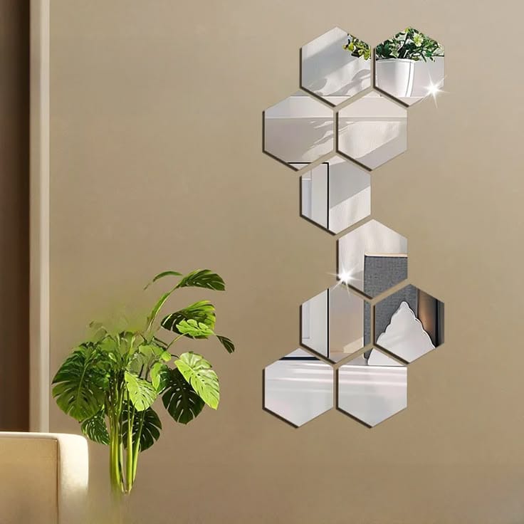 Hexagon Acrylic Wall Décor Mirror Set
