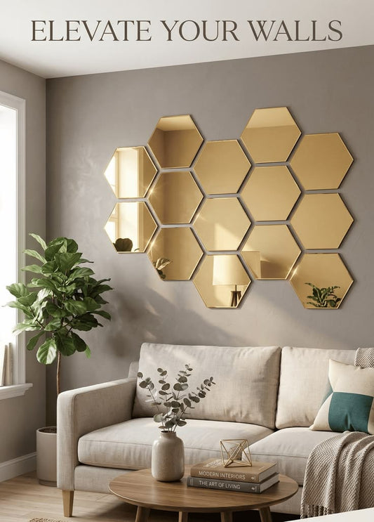 Hexagon Acrylic Wall Décor Mirror Set
