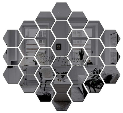 Hexagon Acrylic Wall Décor Mirror Set