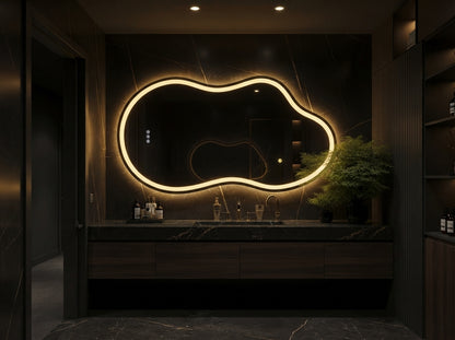 Modern Illuminated Mirror with Touch Sensor & Adjustable LED Light