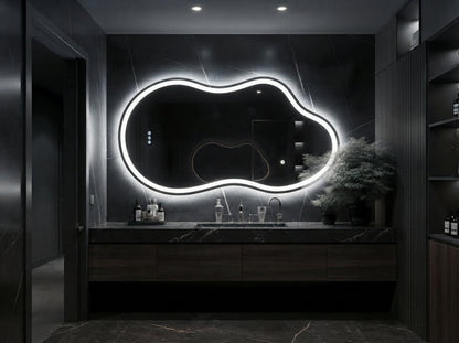 Modern Illuminated Mirror with Touch Sensor & Adjustable LED Light