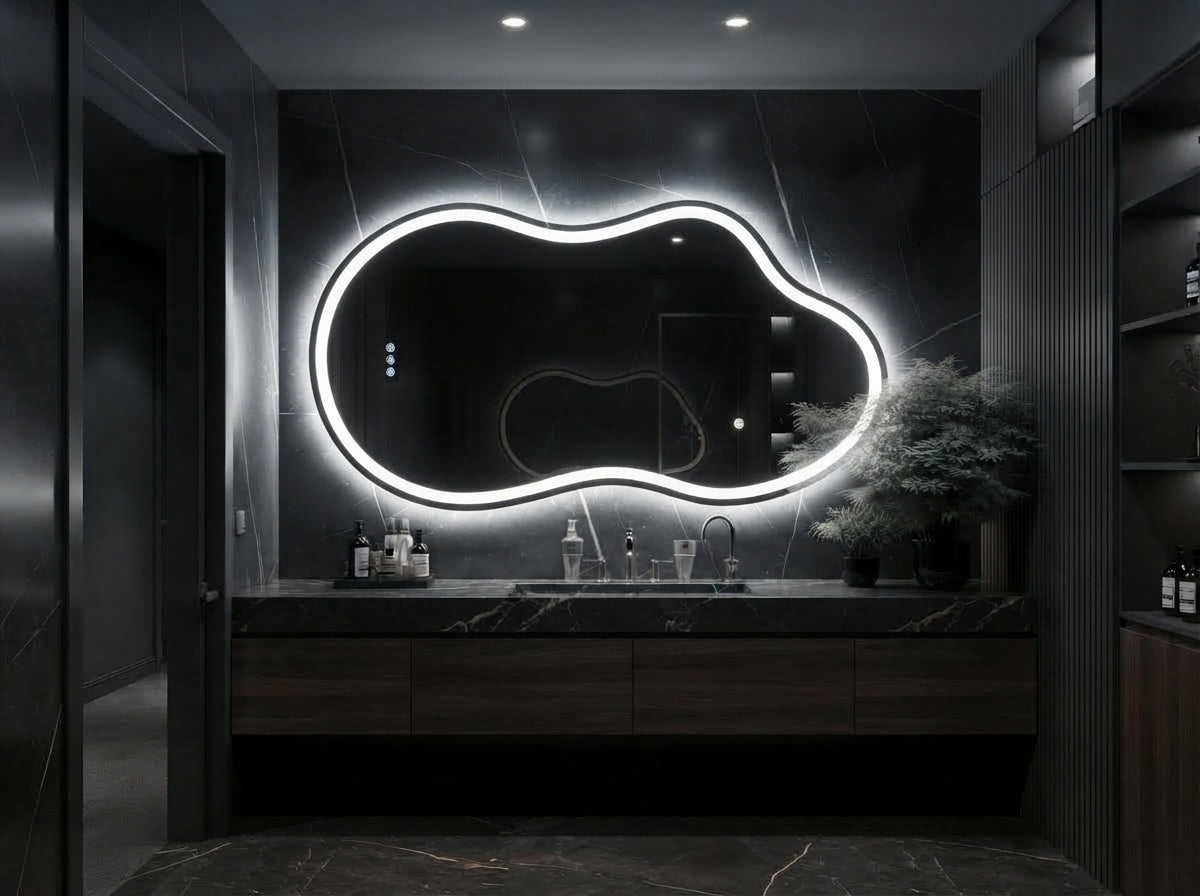 Modern Illuminated Mirror with Touch Sensor & Adjustable LED Light