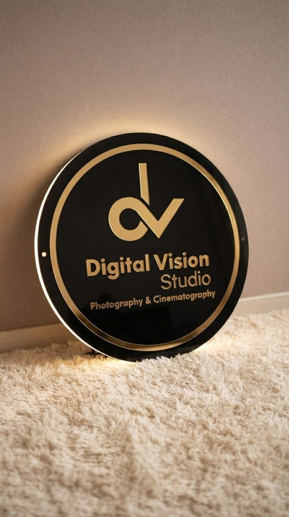 Custom 2x2 Acrylic Business Logo Sign | With LED & Without LED