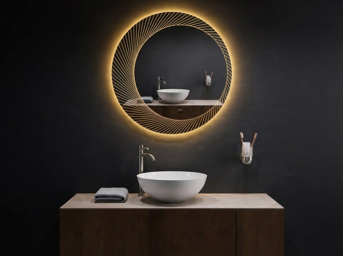Round  LED Mirror with Touch Sensor – Single & Double Light