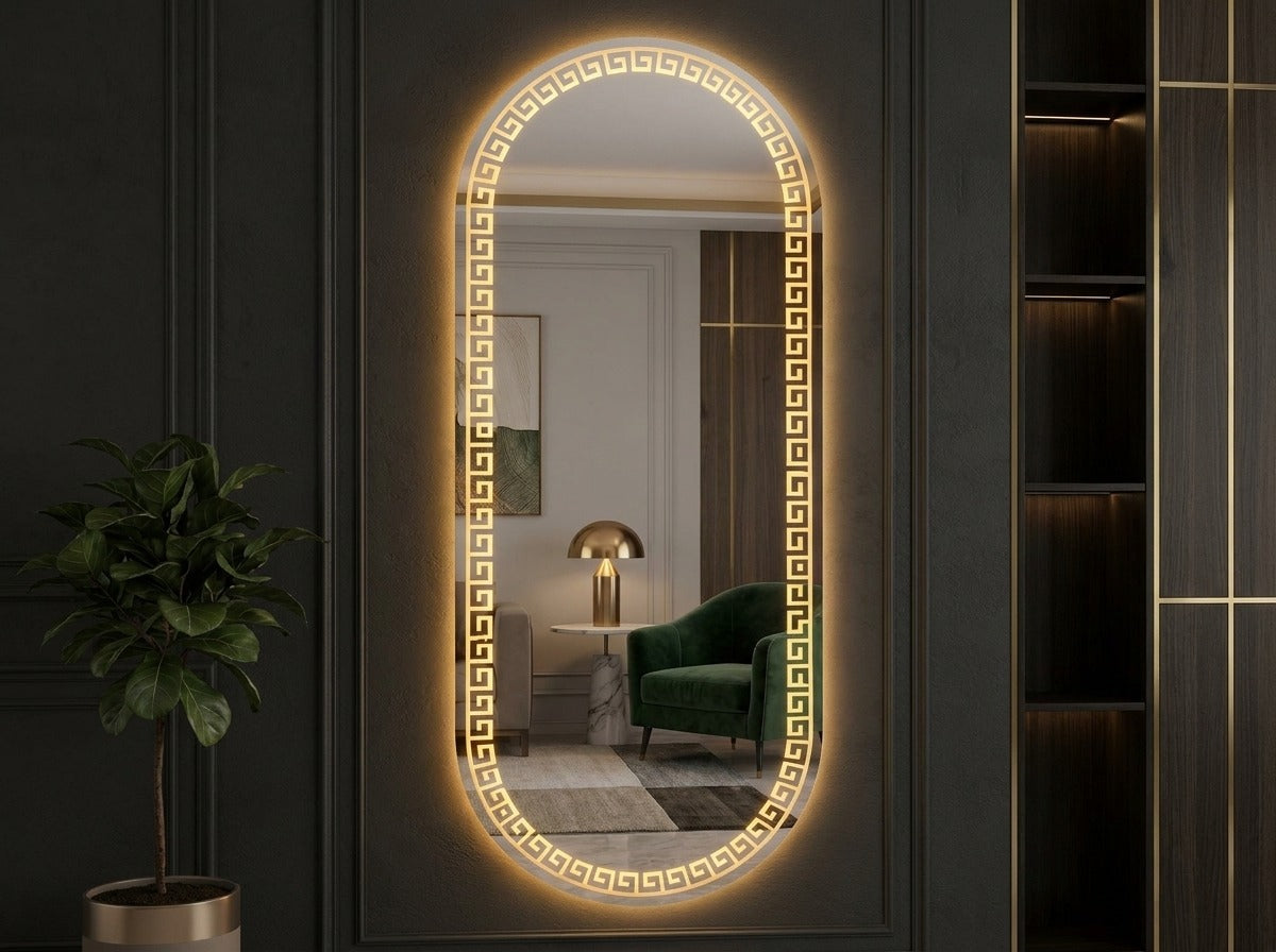 Luxury Dimmable Double LED Mirror with Touch Sensor | Capsule Shape Full Length Mirror