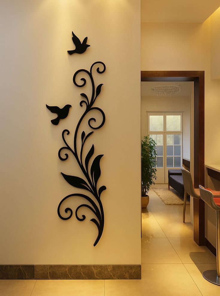 Acrylic Vine Branch & Bird Wall Decor