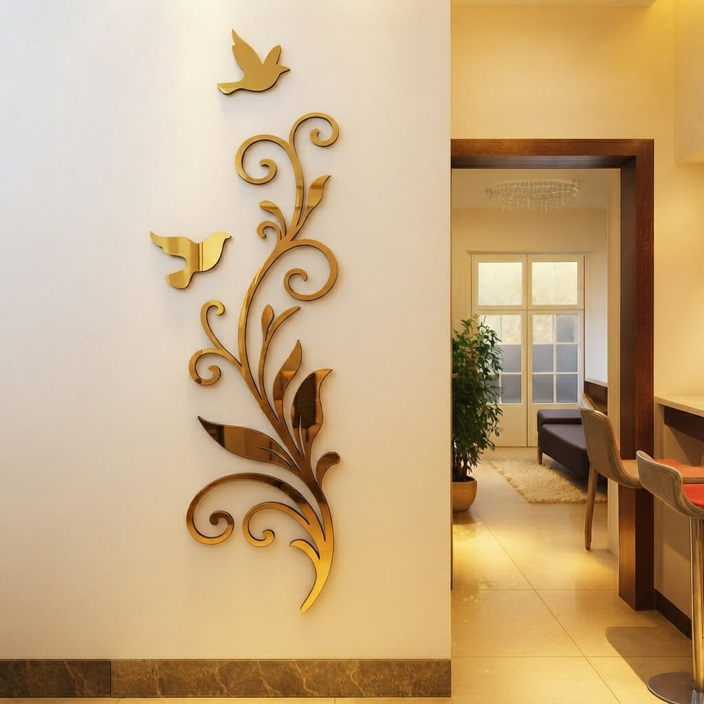 Acrylic Vine Branch & Bird Wall Decor