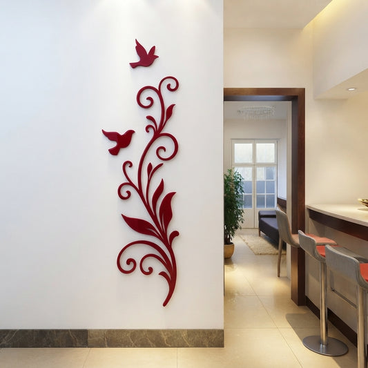 Acrylic Vine Branch & Bird Wall Decor
