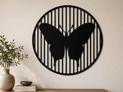 Circular Butterfly Silhouette Acrylic Wall Decor