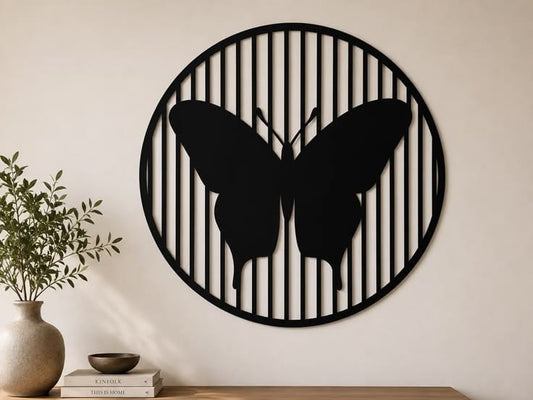 Circular Butterfly Silhouette Acrylic Wall Decor