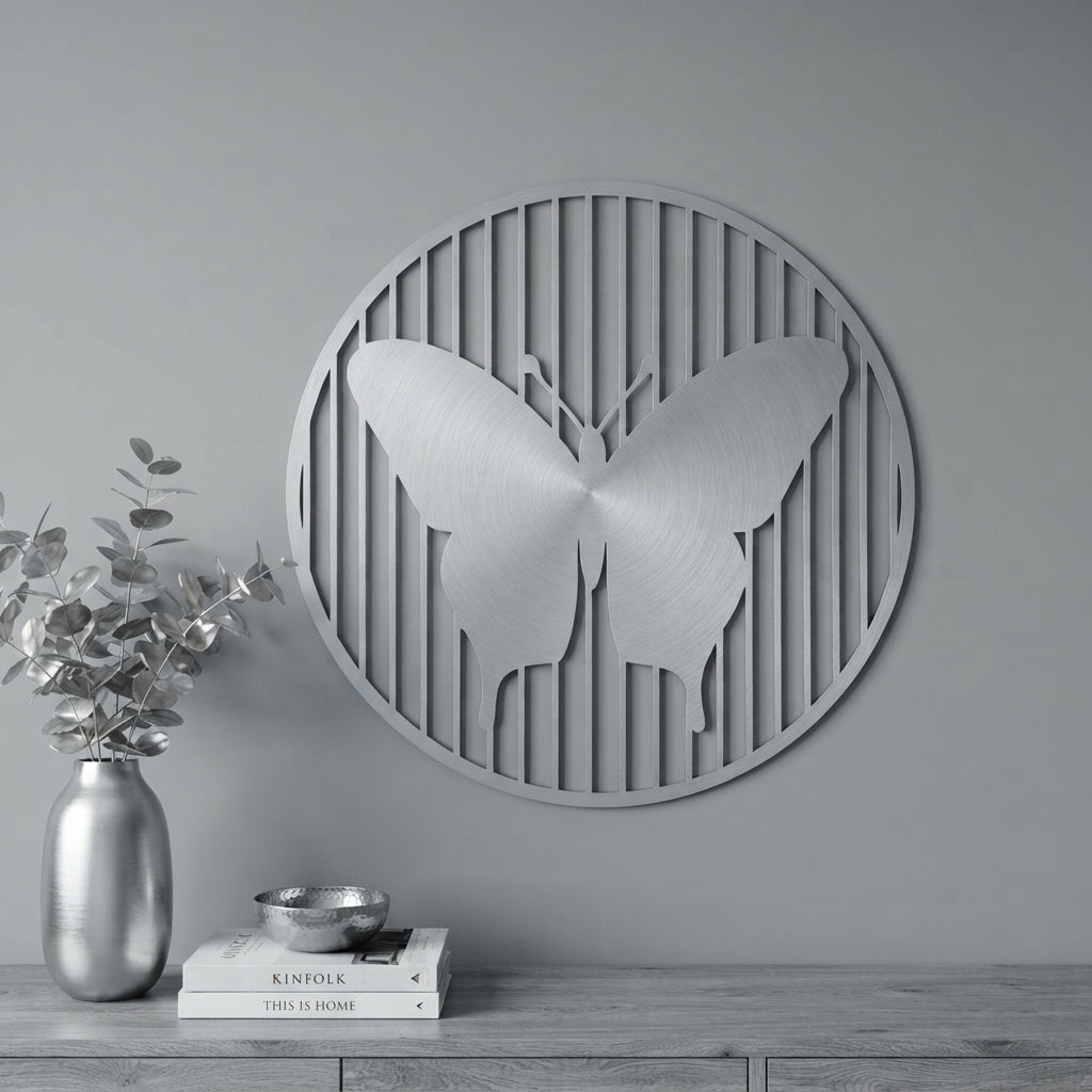 Circular Butterfly Silhouette Acrylic Wall Decor