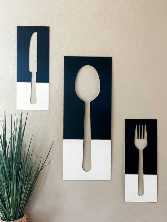 Modern Cutlery Silhouette Acrylic Wall Decor