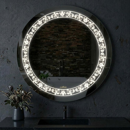Round LED Wall Mirror - Dimmable Double Glow