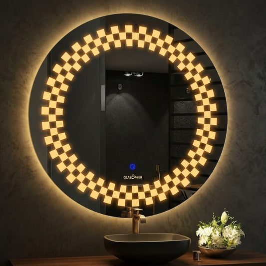 Luxury Round LED Mirror - Dimmable Double Glow