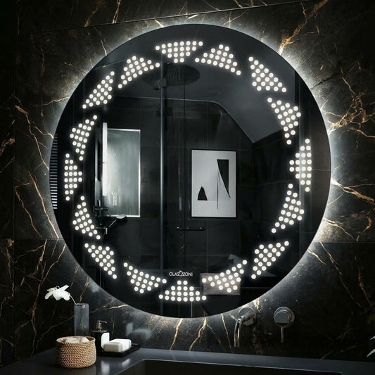 Stylish Round LED Mirror - Dimmable Double Glow