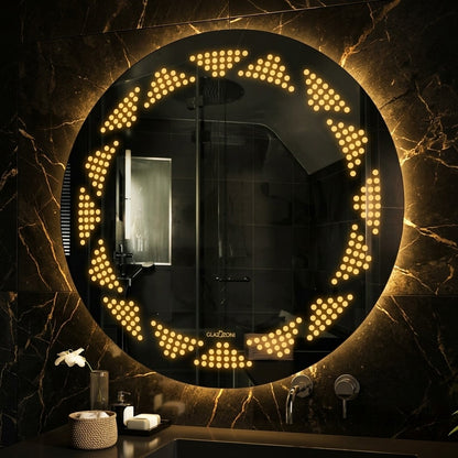 Stylish Round LED Mirror - Dimmable Double Glow